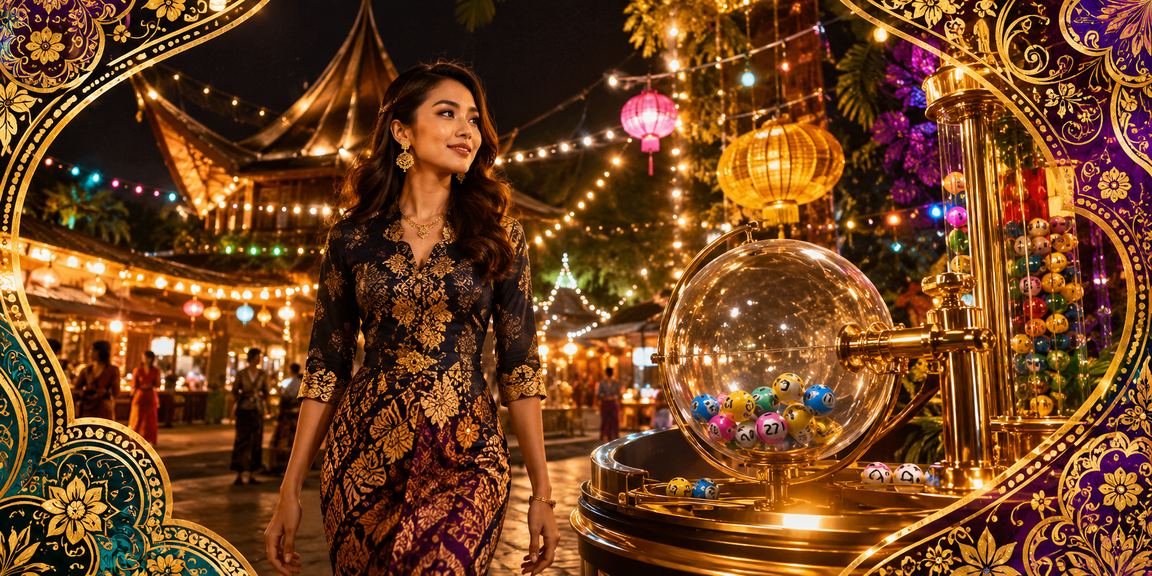 Paparan loteri bergaya batik Sarawak menggambarkan pilihan permainan nombor dan slot di 7reels